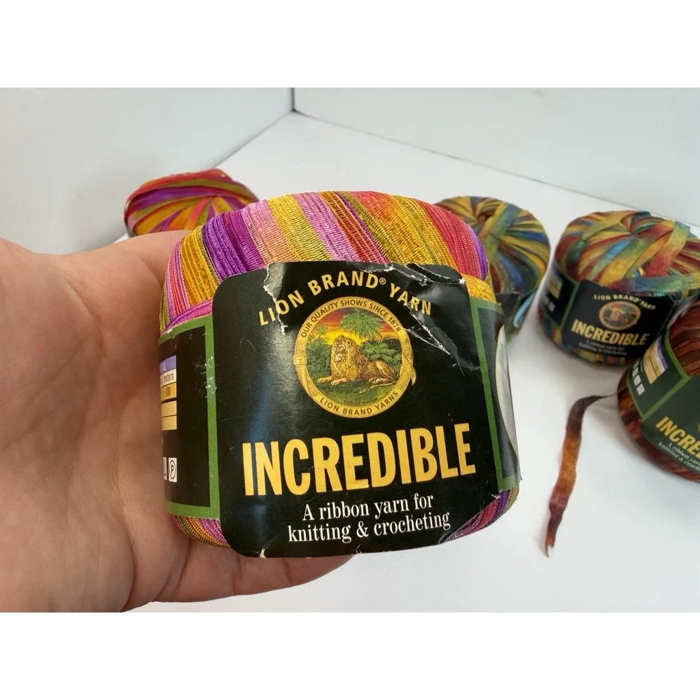 Lion Brand Incredible Ribbon Yarn Purple Autumn+ Weight 5 Bulky Lot Of 7